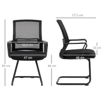HOMCOM Ergonomischer Stuhl, Netzstoff, Schaumstoff, Metallbeine, Kufenbasis, Schwarz(m-3)