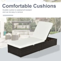 Outsunny PE Rattan Sun Lounger, Five-level Adjustable Recliner Bed Chair with Soft Padded Cushion for Patio, Garden, Mixed Brown(m-5)