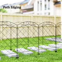 Outsunny Steel Decorative Swirls Outdoor Picket Fence Panels Set of 4, Black(m-9)