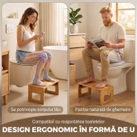 HOMCOM Scaun Pliabil de Toaletă din Bambus cu Picioare Antiderapante, Stejar(m-4)