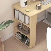 HOMCOM Corner Computer Desk, L Shaped Desk with 360° Rotating Bookshelf, 120L x 110W x 74.5H cm, Natural and White(m-9)