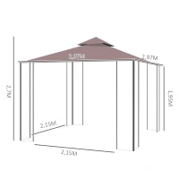 Outsunny Pavillon Gartenpavillon mit Moskitonetze Seitenwände, Partyzelt mit Doppeldach, Gartenzelt Festzelt 2,97x2,97m(m-3)