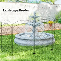 Outsunny Steel Decorative Outdoor Picket Fence Panels Set of 4, Black(m-7)