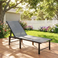 Outsunny Reclining Sun Lounger - Grey(m-2)