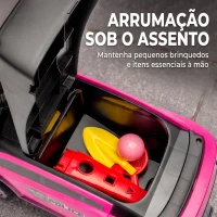 AIYAPLAY Carro Andador de Polícia para Crianças 18-36 Meses com Luz, Música e Arrumação, 65x29,5x36 cm, Rosa(m-7)