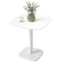 HOMCOM Table à manger pour 4 personne table de cuisine carrée style moderne avec plateau aspect bois, 70 x 70 cm, blanc(m-12)