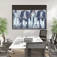 HOMCOM Écran vidéoprojecteur 100 Pouces, 16:9 4K HD écran de projection motorisé et électrique, écran de projection tv et home cinéma, montage mural ou plafond, panneau de commande et télécommande(m-10)
