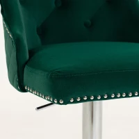HOMCOM Bar Stools Set of 2, Modern Swivel & Adjustable Velvet Barstools with Button-Tufted Back, Footrest for Home Bar, Green(m-11)