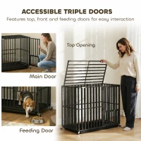 PawHut Heavy Duty Dog Crate, Dog Cage with Wheels for Small Medium Breeds, Metal Pet Kennel with Removable Tray(m-6)