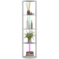 HOMCOM LED lampa stojąca 5-stopniowa ściemnialna z półkami, zmiana kolorów RGB, pilot(m-11)