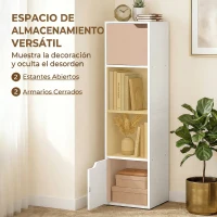 HOMCOM Estantería para Libros con 2 Puertas Librería Estrecha de 4 Niveles con 2 Estantes Abiertos 30x29x119 cm Blanco(m-5)