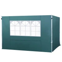 Outsunny 2 Paredes Laterales para Carpas de 3 x 3 m, 300x200 cm, Paredes Laterales de Repuesto para Cenador de Tela Oxford con Ventana, para Jardín, Exteriores, Fiestas, Verde Oscuro(m-1)
