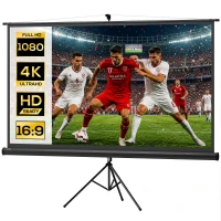 HOMCOM Écran de projection 100 pouces avec support trépied hauteur réglable, écran 4K HD 16:9(m-11)