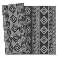 Outsunny Alfombra de Exterior Reversible 182x274 cm Impermeable Anti-UV para Viajes en Autocaravana Negro y Gris(m-5)