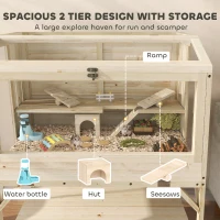PawHut 2 Tier Wooden Hamster Cage with Shelf and Openable Top(m-4)