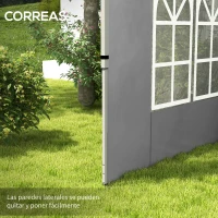 Outsunny Paredes Laterales para Carpa de 3 x 3 / 3 x 4 m 2 Paneles de Tela Oxford de 295x195 cm con Ventana para Fiestas Gris(m-5)