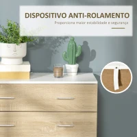 HOMCOM Cómoda com 4 Gavetas Cómoda Auxiliar de Armazenamento Moderna para Dormitório Corredor Sala de Estar 76x35x72cm Carvalho e Branco(m-5)