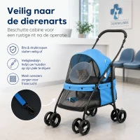 PawHut Opvouwbare Hondenbuggy voor Herstellende Honden en Katten tot 10 kg Blauw/Zwart(m-4)