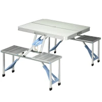Outsunny Table de Camping Pique-Nique Pliante Aluminium 4 Places en Valise(m-12)