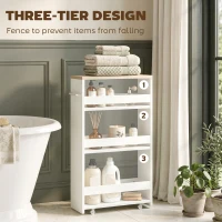 kleankin Storage Cart, 4-Tier Compact Storage Trolley on Wheels and Handle, 48W x 15D x 80H cm, White(m-4)