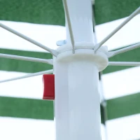 Outsunny Chapéu de Sol de Praia Ø180cm com Teto Inclinável e Mastro de Metal Proteção Solar para Jardim Terraço Exterior Listras Verdes e Branco(m-10)
