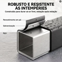 Outsunny Suporte para Lenha com Cobertura Oxford 600D, Aço Galvanizado, 250 kg, Interior e Exterior, Preto(m-6)
