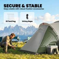 Outsunny Family Camping Tent 3000mm Waterproof Windproof Tunnel Tent 6 Person Two Bedrooms Green(m-8)