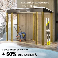 Outsunny Capanno porta attrezzi con 2 prese d’aria e chiavistello, 249x121x183 cm, Color rovere(m-4)
