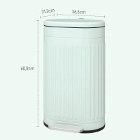 HOMCOM Mülleimer 30L Treteimer mit Deckel Fußpedal herausnehmbarem Inneneimer Soft-Close-Funktion 36,5 x 31,2 x 60,8 cm, Grün(m-3)