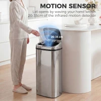 HOMCOM 50L Infrared Touchless Automatic Motion Sensor Dustbin Stainless Steel Trash Can Home Office(m-6)