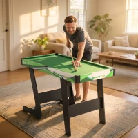 SPORTNOW 104cm Folding Mini Pool Table Set with 2 Cues, 16 Balls, Chalk, Triangle, Brush, Green(m-6)