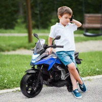 AIYAPLAY Moto Elettrica per Bambini 3-6 Anni Licenza Honda, 12V Doppi Motori, Rotelle, 3 km/h, Max 30kg, Blu(m-2)