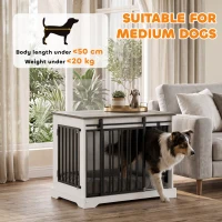 PawHut 80 cm Dog Crate Furniture with Sliding Barn Door for Medium Dogs, White(m-4)