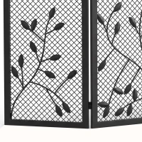 HOMCOM 3-Panel Folding Fireplace Screen for Hearth Protection, Heat-Resistant Metal Fire Spark Guard, Black(m-13)