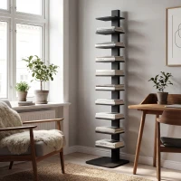 HOMCOM Bibliotecă Modernă Înaltă cu 11 Rafturi Economisitoare de Spațiu în Stil Industrial, 34.5x41.5x163.5 cm, Negru(m-10)