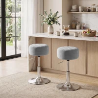 HOMCOM Bar Stool Adjustable Swivel Chair Velvet-Feel Seat 1 Piece, Grey(m-8)