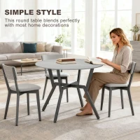 HOMCOM Dining Table, Round Kitchen Table with Black Legs, Anti-slip Foot Pads for Living Room, Dining Room 90 x 76 cm, Grey(m-4)