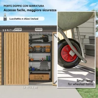 Outsunny Capanno porta attrezzi con 2 prese d’aria e chiavistello, 249x121x183 cm, Color rovere(m-5)