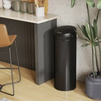 HOMCOM 50L Stainless Steel Sensor Bin - Black(m-9)