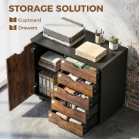 HOMCOM Multi-Storage Mobile Office Storage Cabinet - Rustic Brown(m-4)