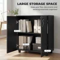 Vinsetto Two-Tier Locking Office Storage Cabinet - Black(m-4)