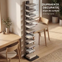 HOMCOM Bibliotecă Modernă Înaltă cu 11 Rafturi Economisitoare de Spațiu în Stil Industrial, 34.5x41.5x163.5 cm, Negru(m-8)