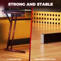 HOMCOM Two-Level LED Gaming Desk - Black(m-7)