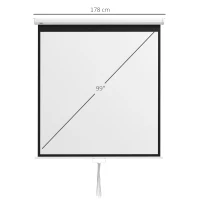 HOMCOM Telo per Proiettore 99" Rapporto 1:1, Fissaggio a Muro e Soffitto per Casa e Ufficio, Bianco(m-3)