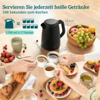 HOMCOM 1,7 l snelkookwaterkoker en 4-sneetjes-toaster-set, eierkoker voor 6 eieren met controlelampje Zwart(m-4)