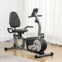 HOMCOM Radtrainer mit 8-stufigem Widerstand 122-137 x 62 x 103cm Stahl Grau+Schwarz+Silber(m-9)
