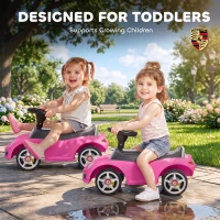 AIYAPLAY Ride on Car, Porsche Licensed Toddler Push Car with Horn, Headlights, Sound and Steering Wheel for 18-36 Months, Pink(m-6)