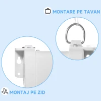 HOMCOM Ecran de Proiecție 80" 16:9 cu Frânghie de Reglare, din Plastic și Metal, 187x8x150 cm, Alb(m-8)