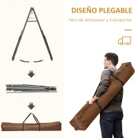 Outsunny Hamaca con Soporte Plegable 2 en 1 Tendedero con Barra Estructura de Acero para Jardín 270x100x94 cm Multicolor(m-5)