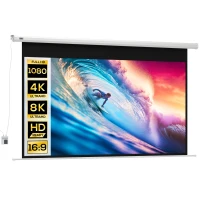 HOMCOM Telo per Proiettore 100" 16:9 Motorizzato con Telecomando, 251x8x168 cm, Bianco(m-1)